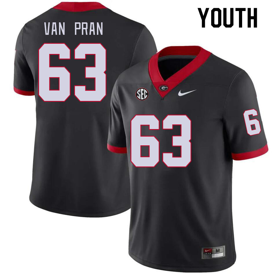 Youth #63 Sedrick Van Pran Georgia Bulldogs College Football Jerseys Stitched-Black - Click Image to Close
